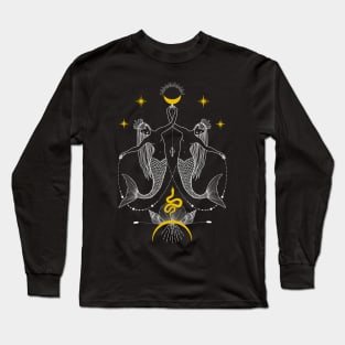 Twin Mermaids with Moon & Stars Long Sleeve T-Shirt